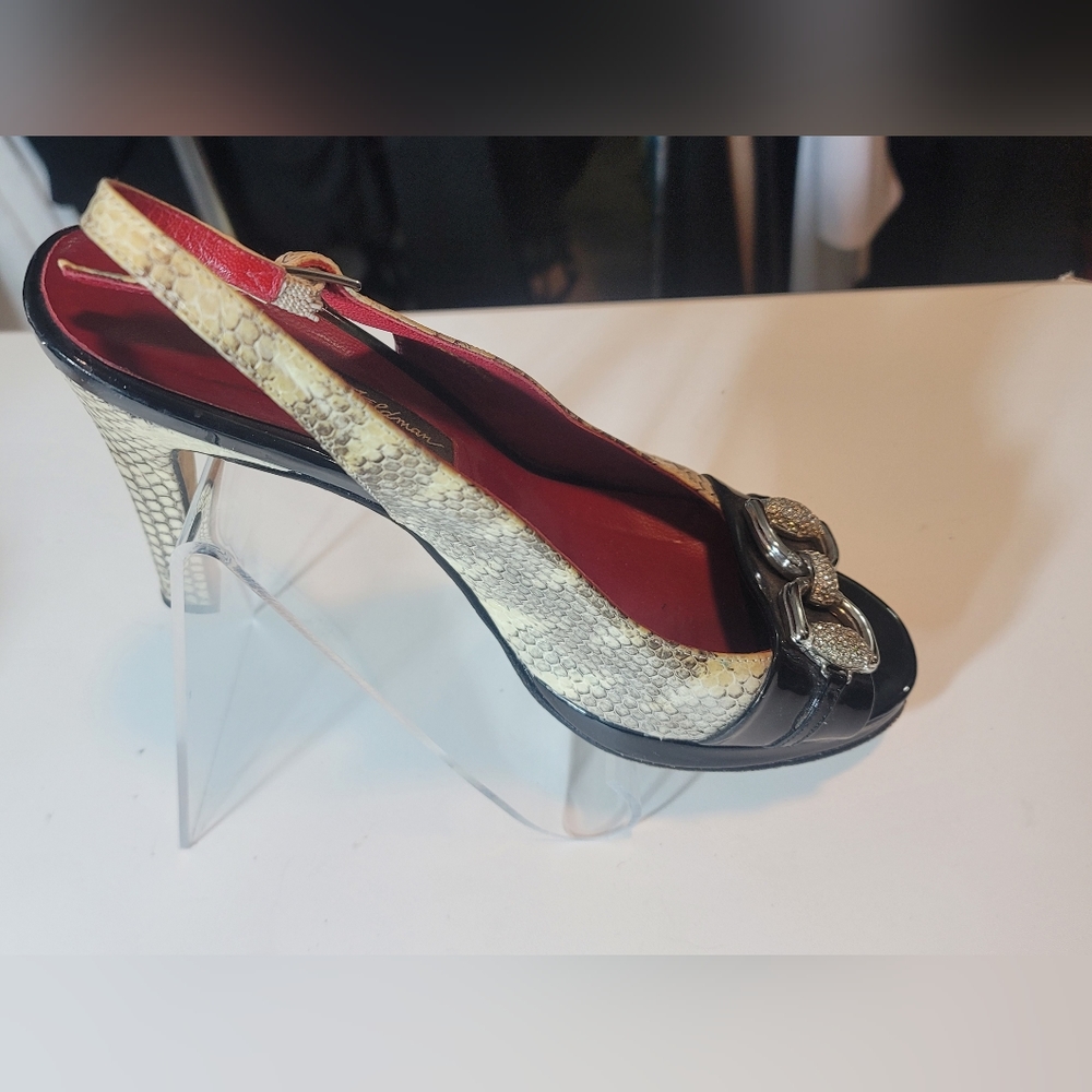Beverly Feldman 8 1/2" sandal with 4" heel.